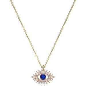 Gold Dainty Evil Eye Necklace for Women 18K Gold Plated Cute Delicate Solitaire